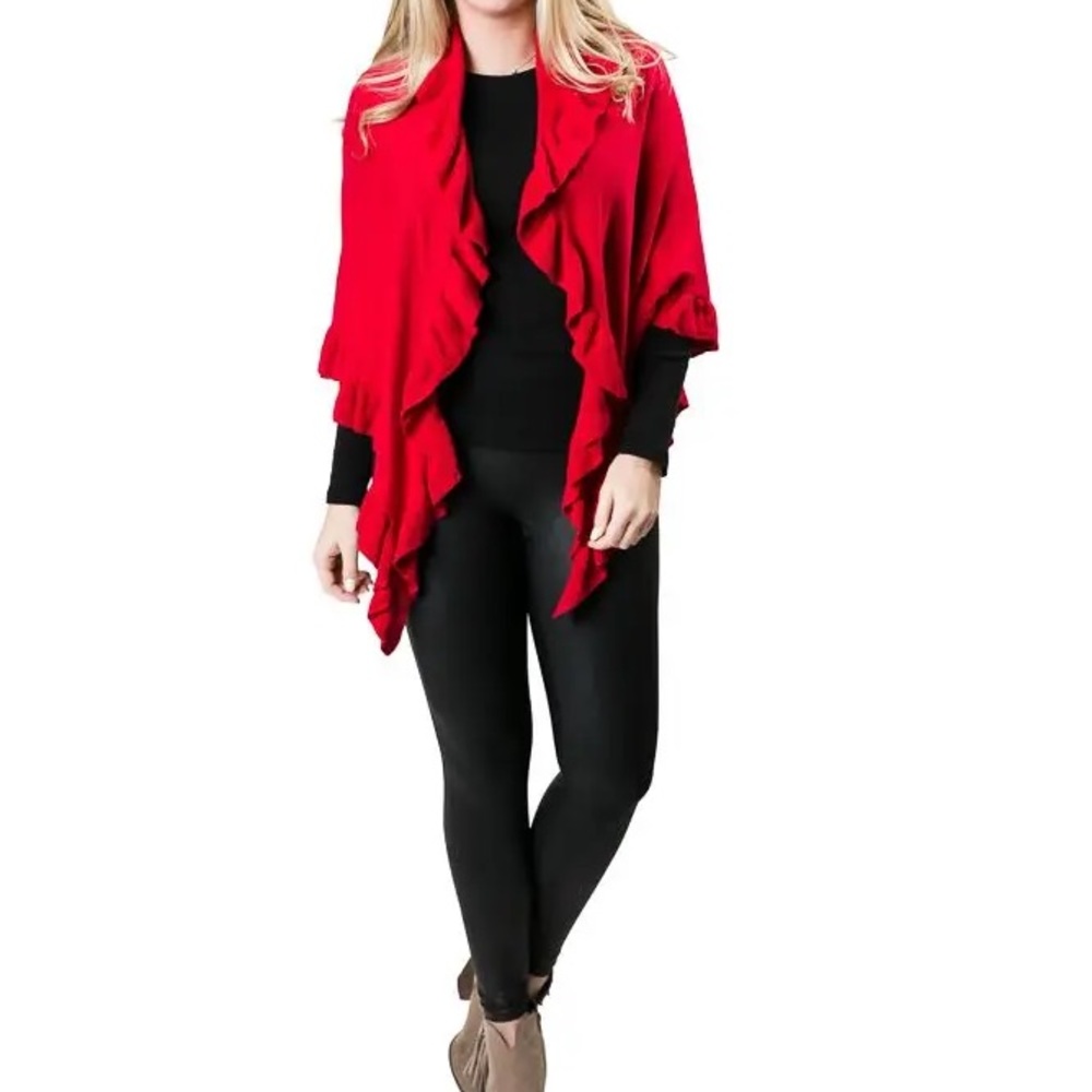 Ava Ruffle Wrap (Red)